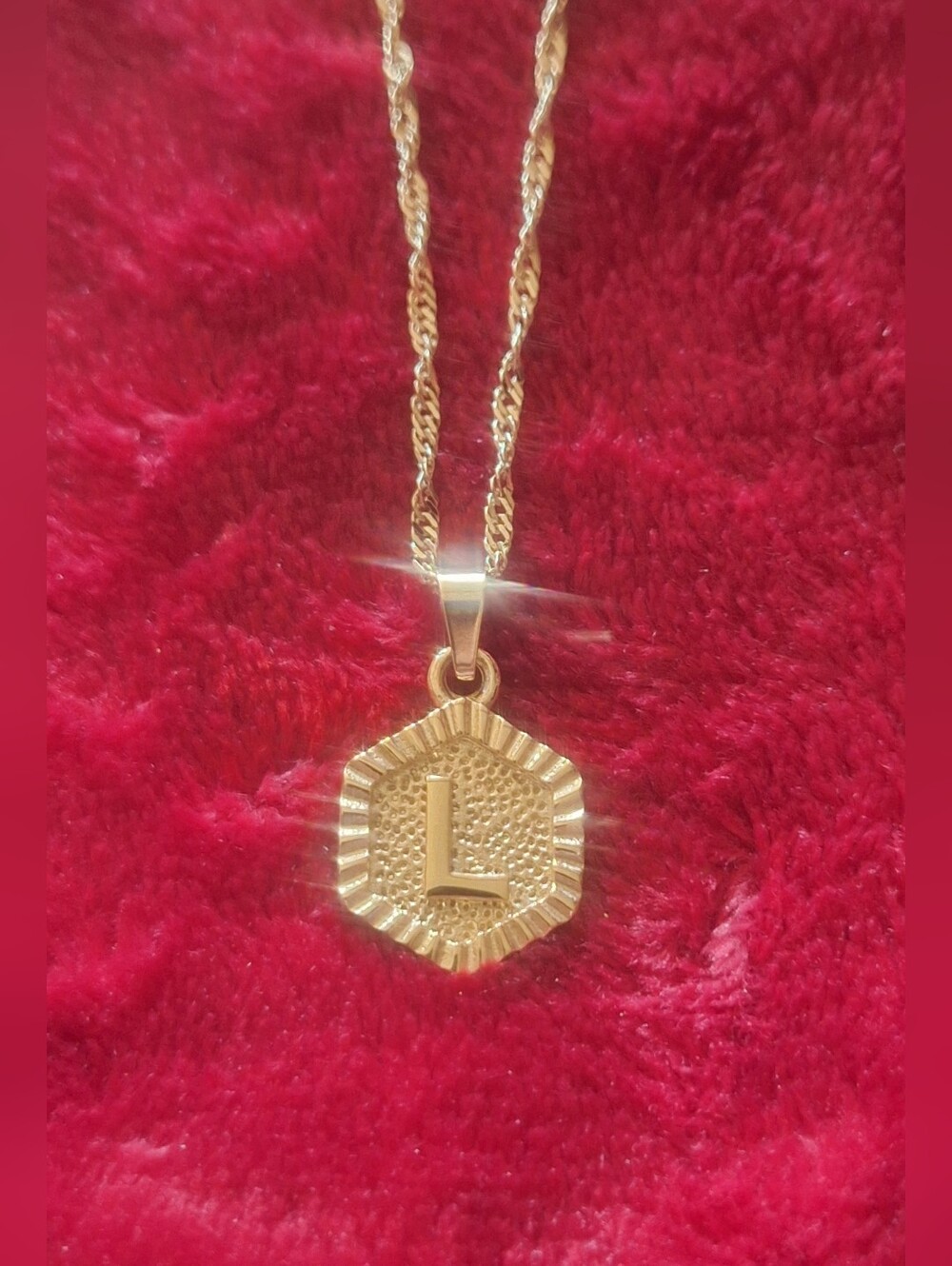 Oak & Ivy Boutique Stainless Gold Tone L Initial Adjustable Necklace NWOT